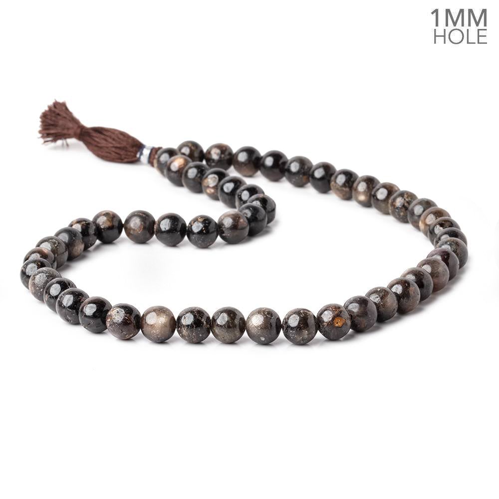 8-8.5mm Golden Sheen Chocolate Sapphire Plain Rounds 16 inch 51 beads 1mm ID - Beadsofcambay.com