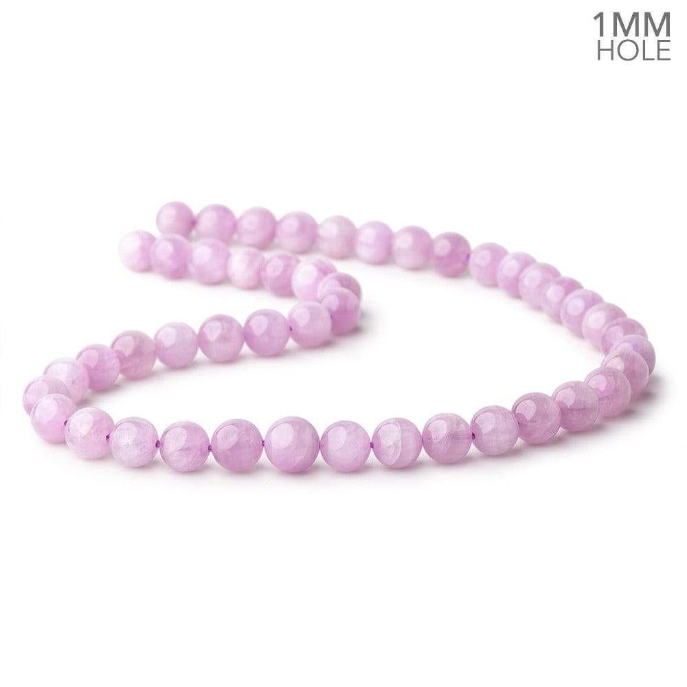 8-8.5mm Kunzite Plain Round Beads 16 inch 46 pieces 1mm hole AA - Beadsofcambay.com