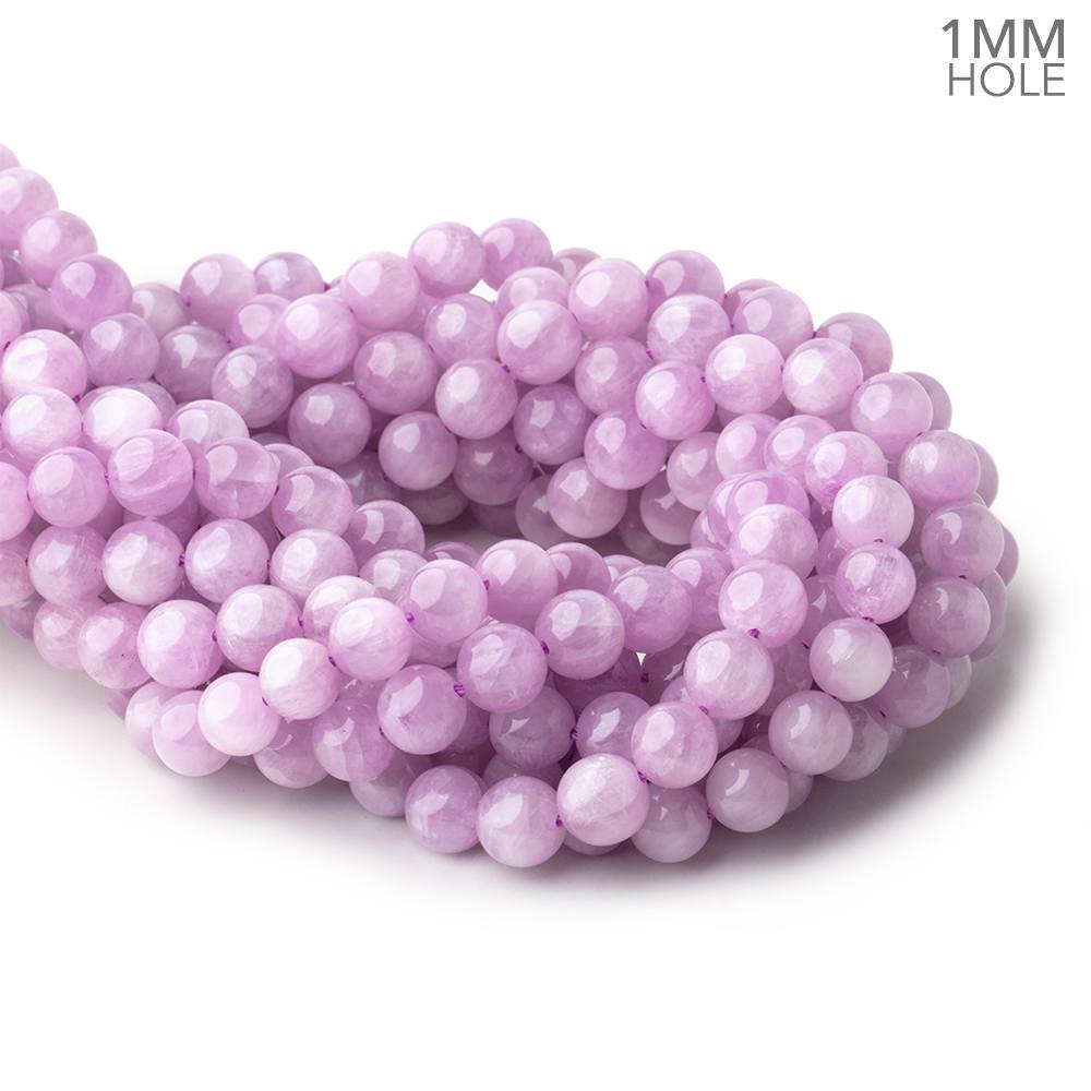 8-8.5mm Kunzite Plain Round Beads 16 inch 48 pieces 1mm hole AA - Beadsofcambay.com