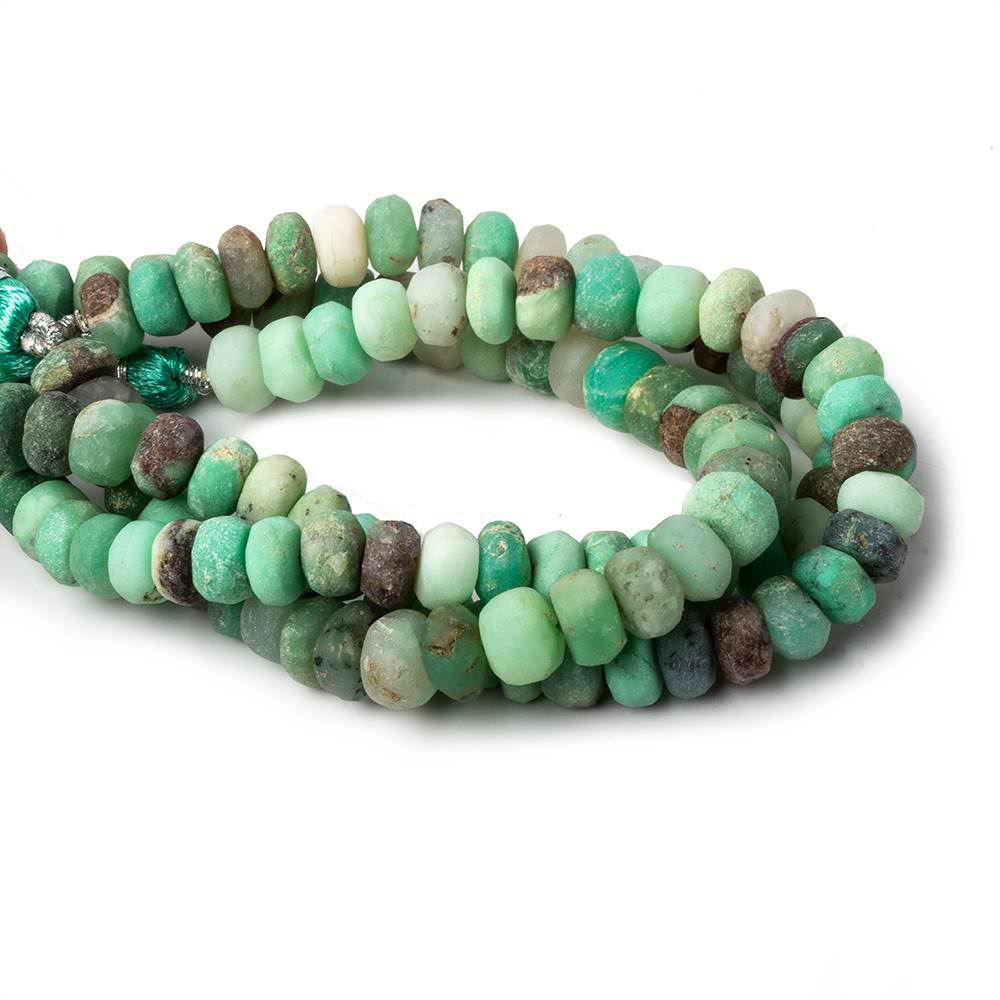 8-8.5mm Matte Chrysoprase & Matrix plain rondelles 7.5 inch 36 beads A - Beadsofcambay.com