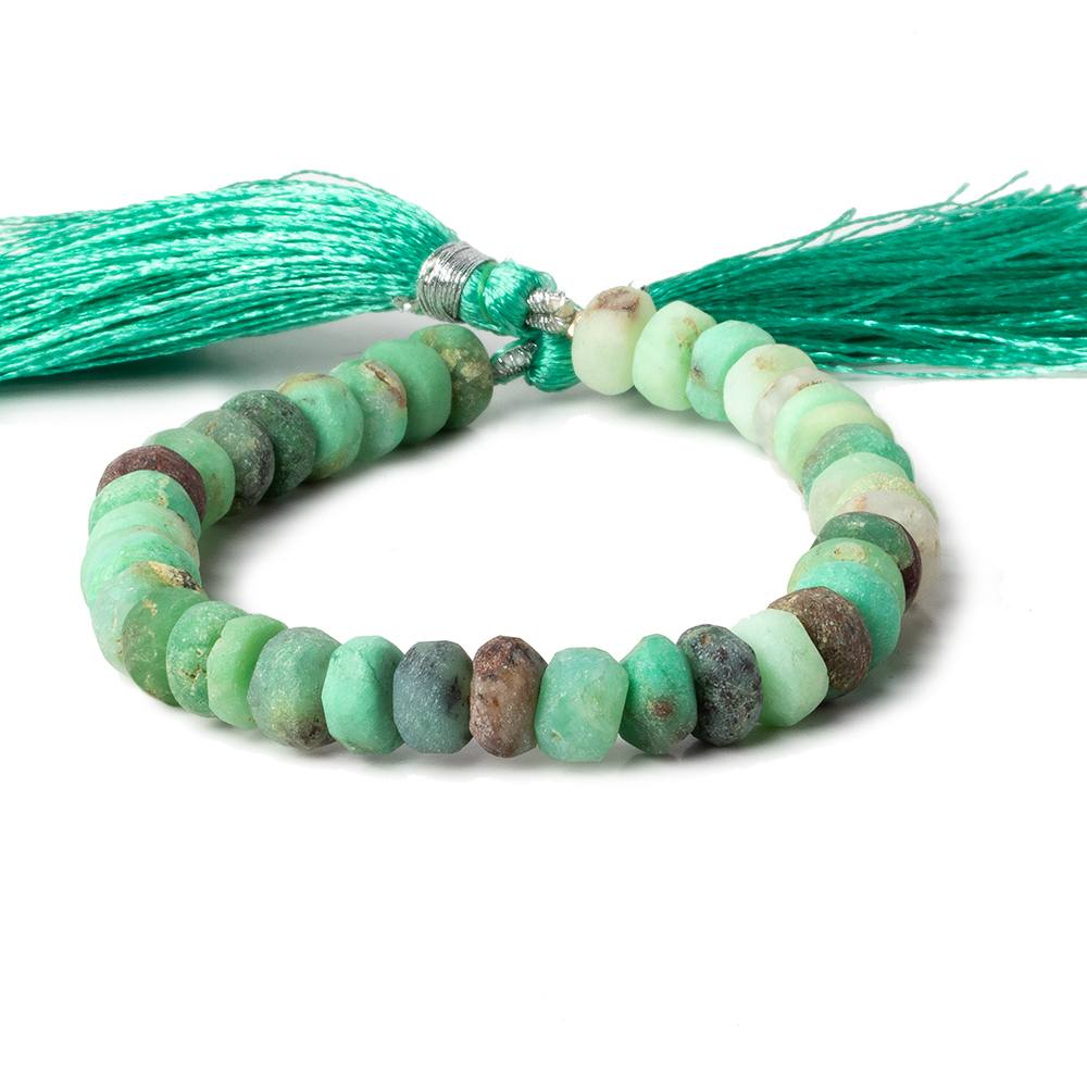 8-8.5mm Matte Chrysoprase & Matrix plain rondelles 7.5 inch 36 beads A - Beadsofcambay.com