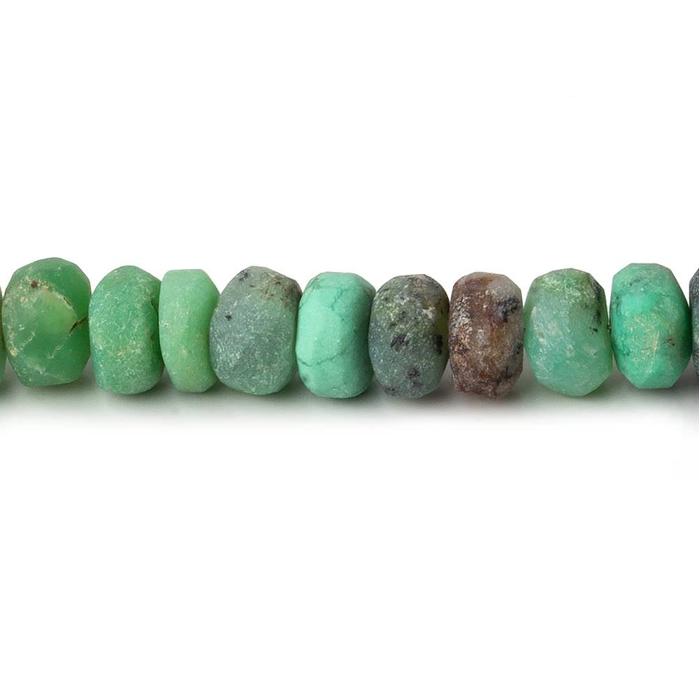 8-8.5mm Matte Chrysoprase & Matrix plain rondelles 7.5 inch 36 beads A - Beadsofcambay.com