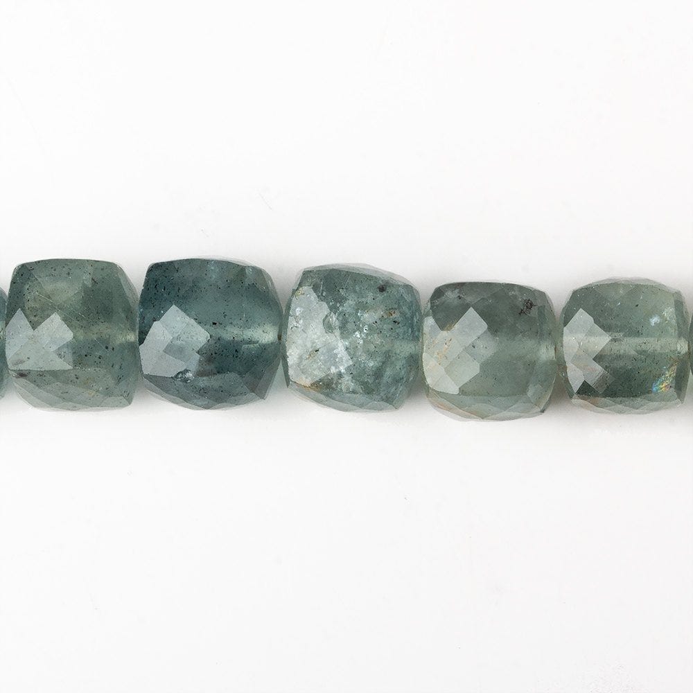 8-8.5mm Moss Aquamarine Faceted Cube Beads 8 inches 27 pieces - Beadsofcambay.com