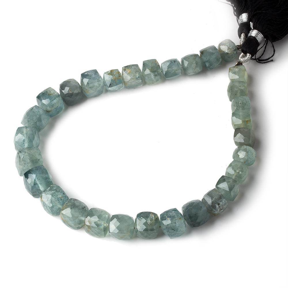 8-8.5mm Moss Aquamarine Faceted Cube Beads 8 inches 27 pieces - Beadsofcambay.com