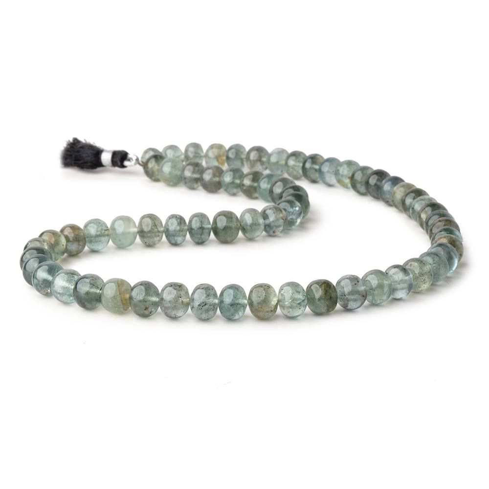 8-8.5mm Moss Aquamarine Plain Rondelle Beads 16 inch 62 pieces - Beadsofcambay.com