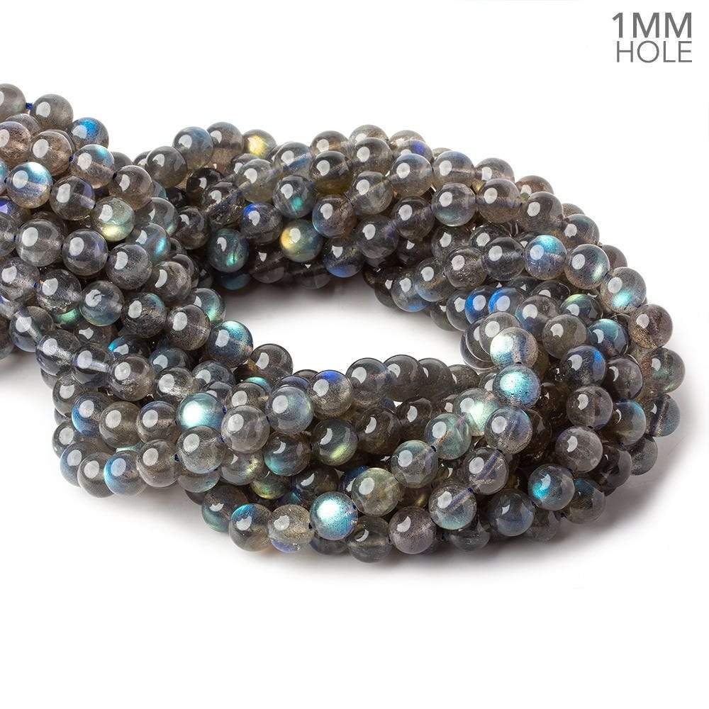 8-8.5mm Multi Color flash Labradorite plain rounds 15 inch 50 beads AA - Beadsofcambay.com