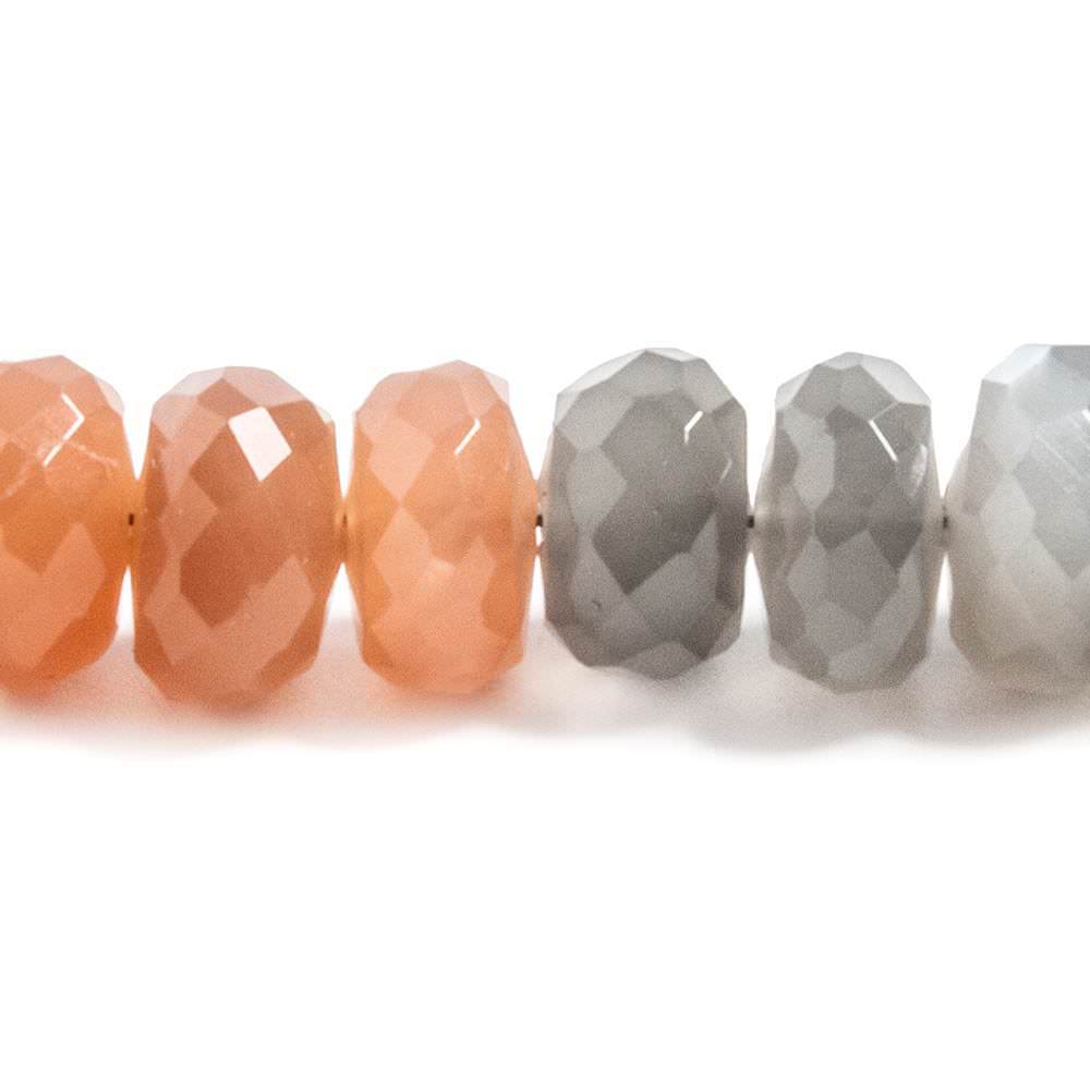 8-8.5mm Multi-color Moonstone faceted rondelles 9 inch 46 Beads - Beadsofcambay.com