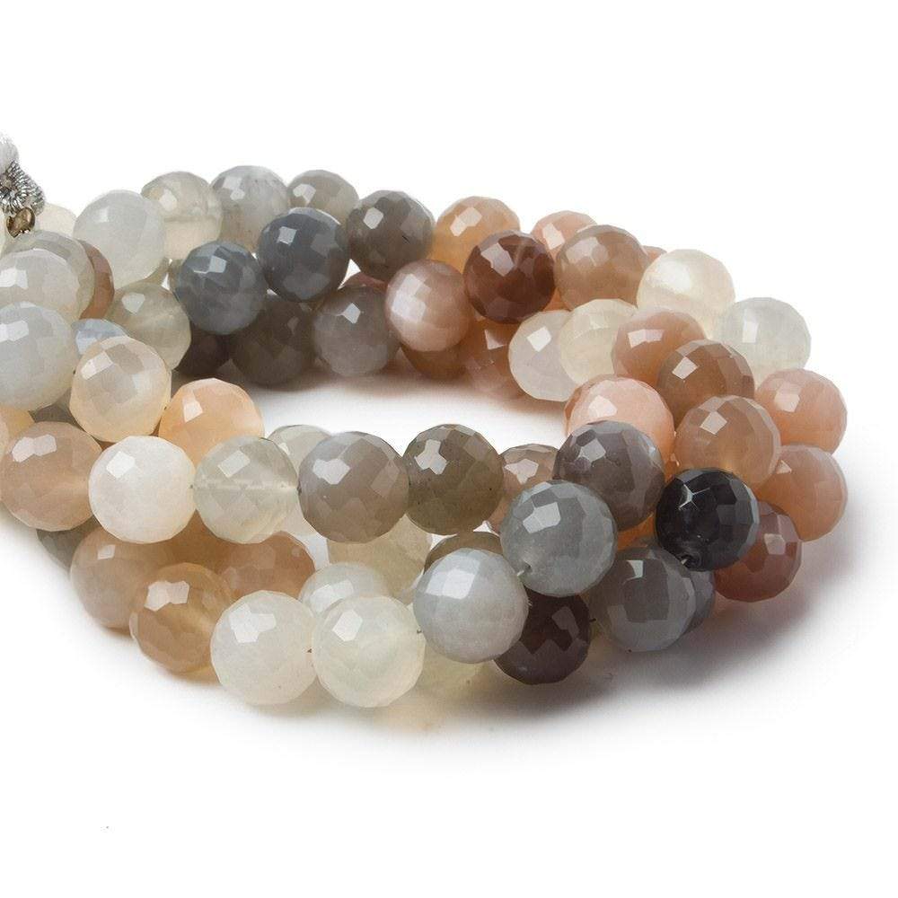 8-8.5mm Multi-color Moonstone faceted rounds 9.5 inch 30 Beads A - Beadsofcambay.com