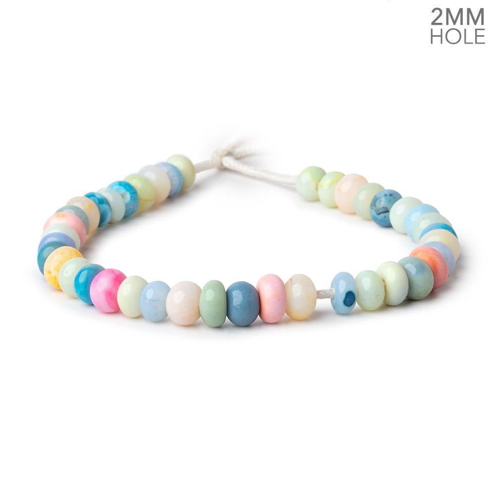 8-8.5mm Multi Color Opal 2mm Large Hole Plain Rondelles 8 inch 36 beads - Beadsofcambay.com