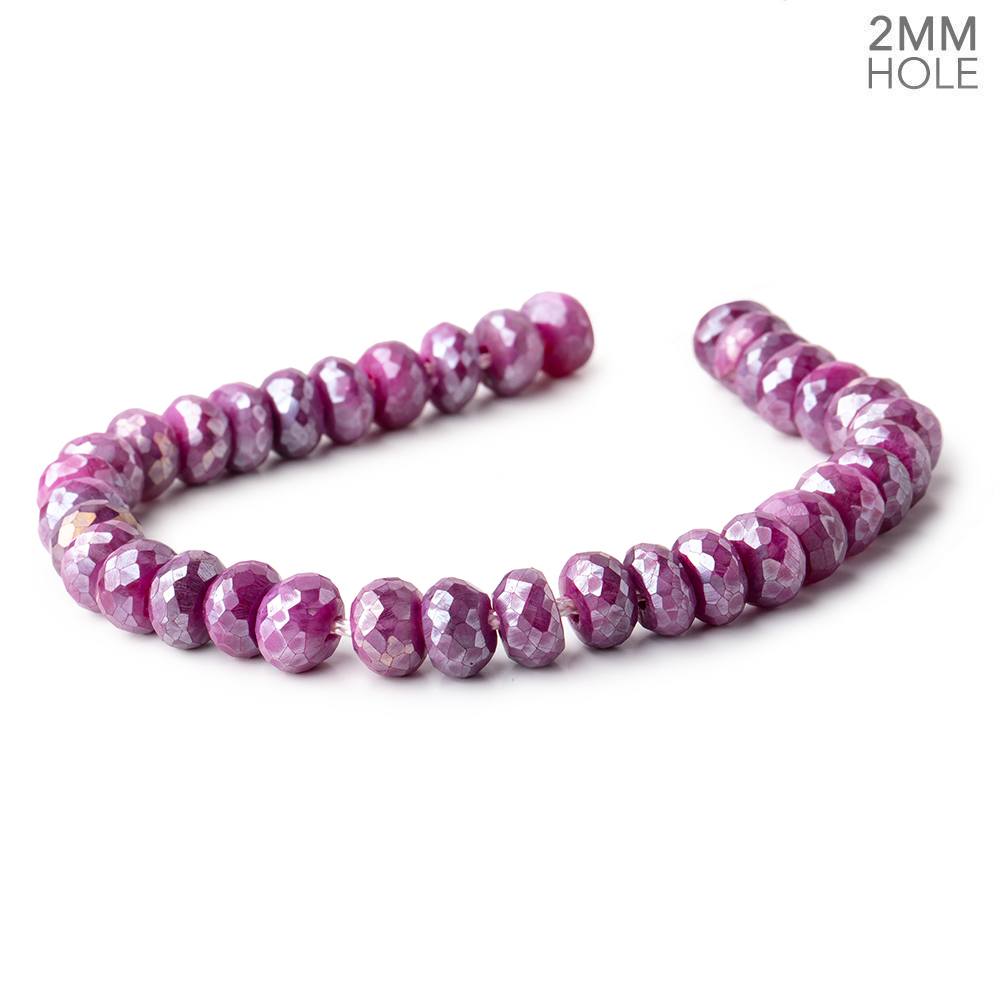 8-8.5mm Mystic Fuchsia Moonstone 2mm Large Hole Faceted Rondelles 8 inch 34 Beads - Beadsofcambay.com