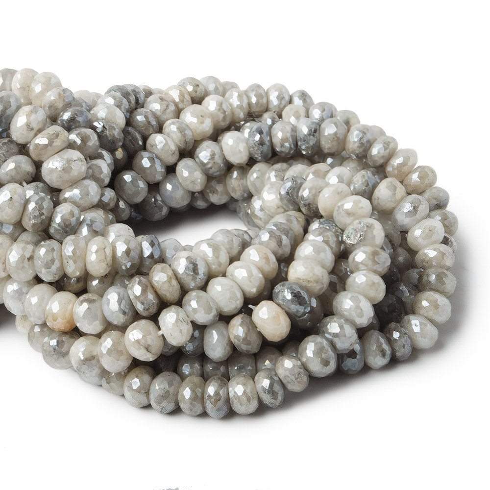 8-8.5mm Mystic White Moonstone faceted rondelle beads 13 inch 55 pieces A - Beadsofcambay.com