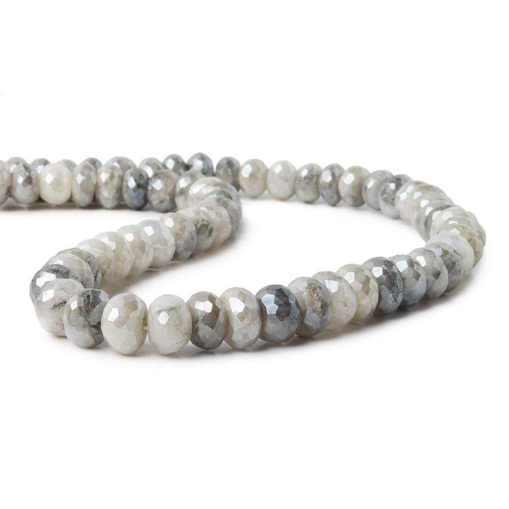 8-8.5mm Mystic White Moonstone faceted rondelle beads 13 inch 55 pieces A - Beadsofcambay.com
