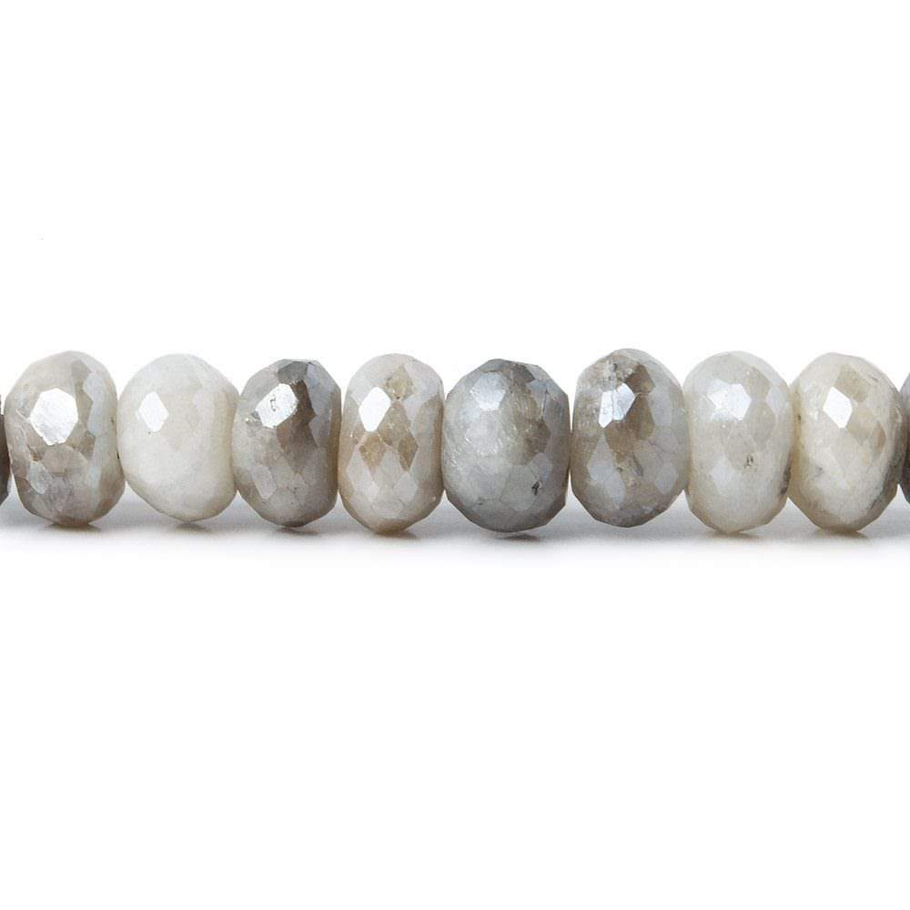 8-8.5mm Mystic White Moonstone faceted rondelle beads 13 inch 55 pieces A - Beadsofcambay.com