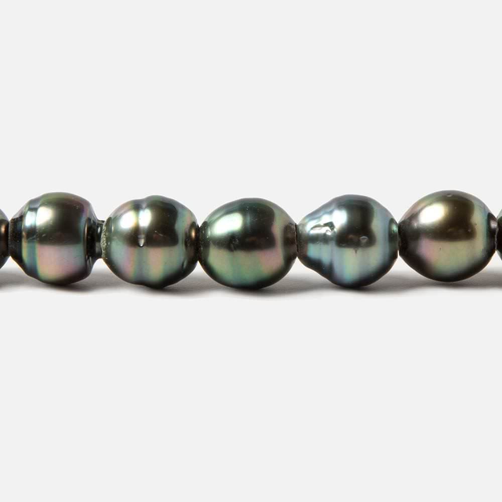 8-8.5mm Peacock Tahitian Ringed Saltwater Large Hole Pearls 12 pieces - Beadsofcambay.com