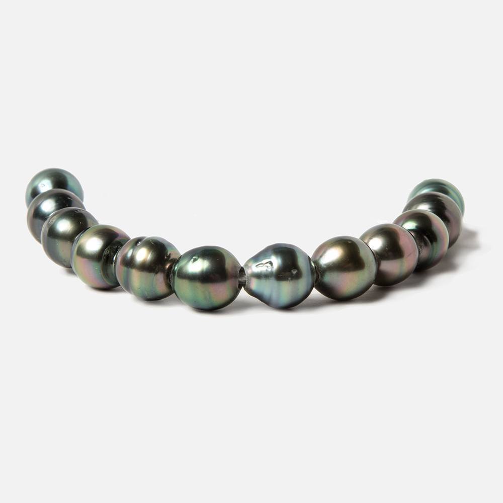 8-8.5mm Peacock Tahitian Ringed Saltwater Large Hole Pearls 12 pieces - Beadsofcambay.com