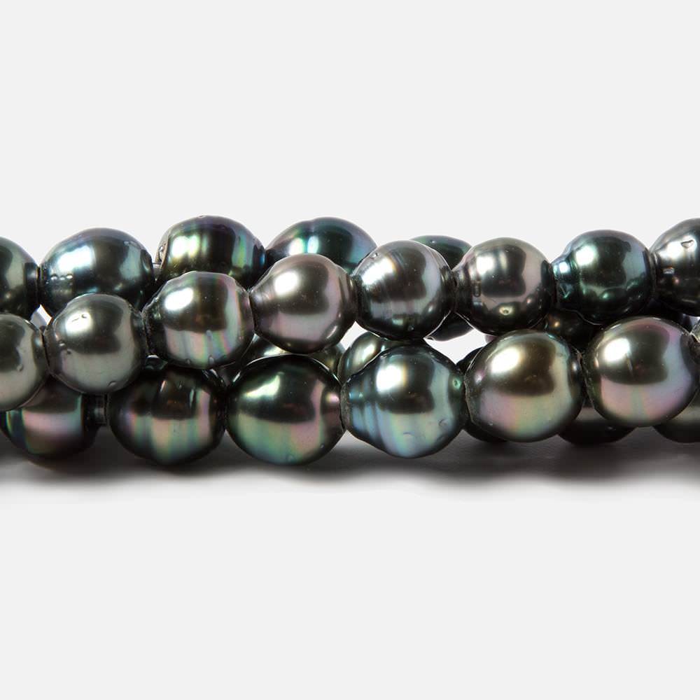 8-8.5mm Peacock Tahitian Ringed Saltwater Large Hole Pearls 12 pieces - Beadsofcambay.com
