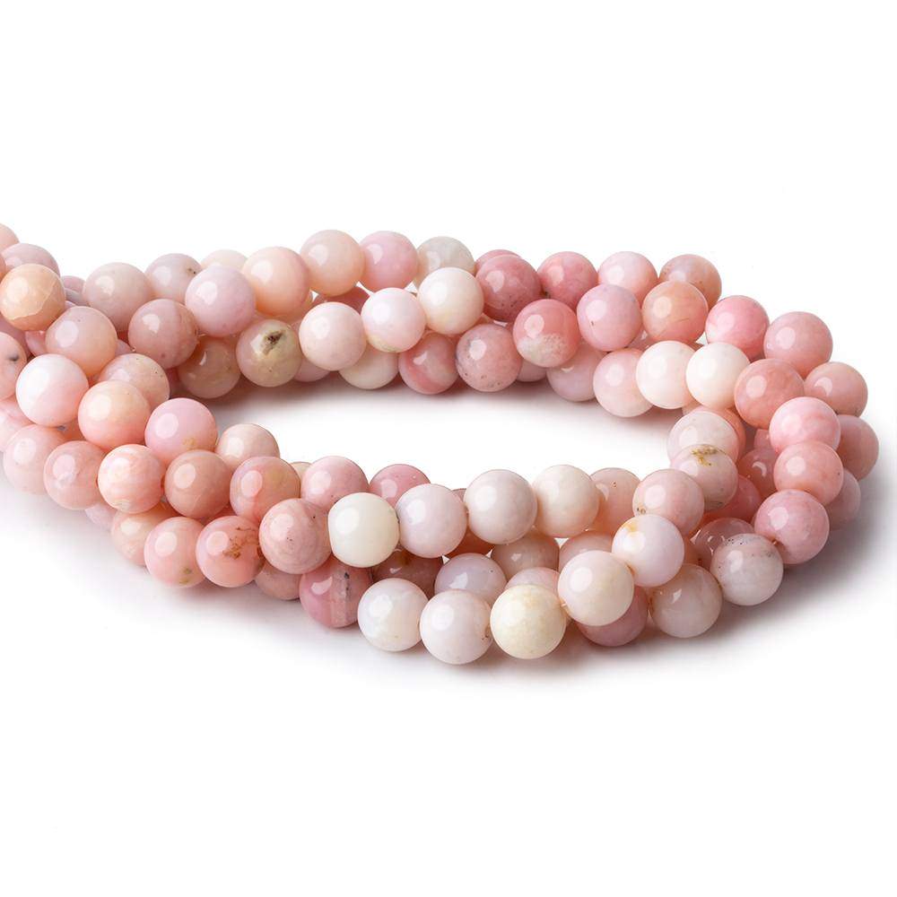 8-8.5mm Pink Peruvian Opal Plain Round Beads 15 inch 48 pieces AAA - Beadsofcambay.com