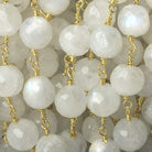 8-8.5mm Rainbow Moonstone faceted round Gold Chain by the foot 22 pieces - Beadsofcambay.com