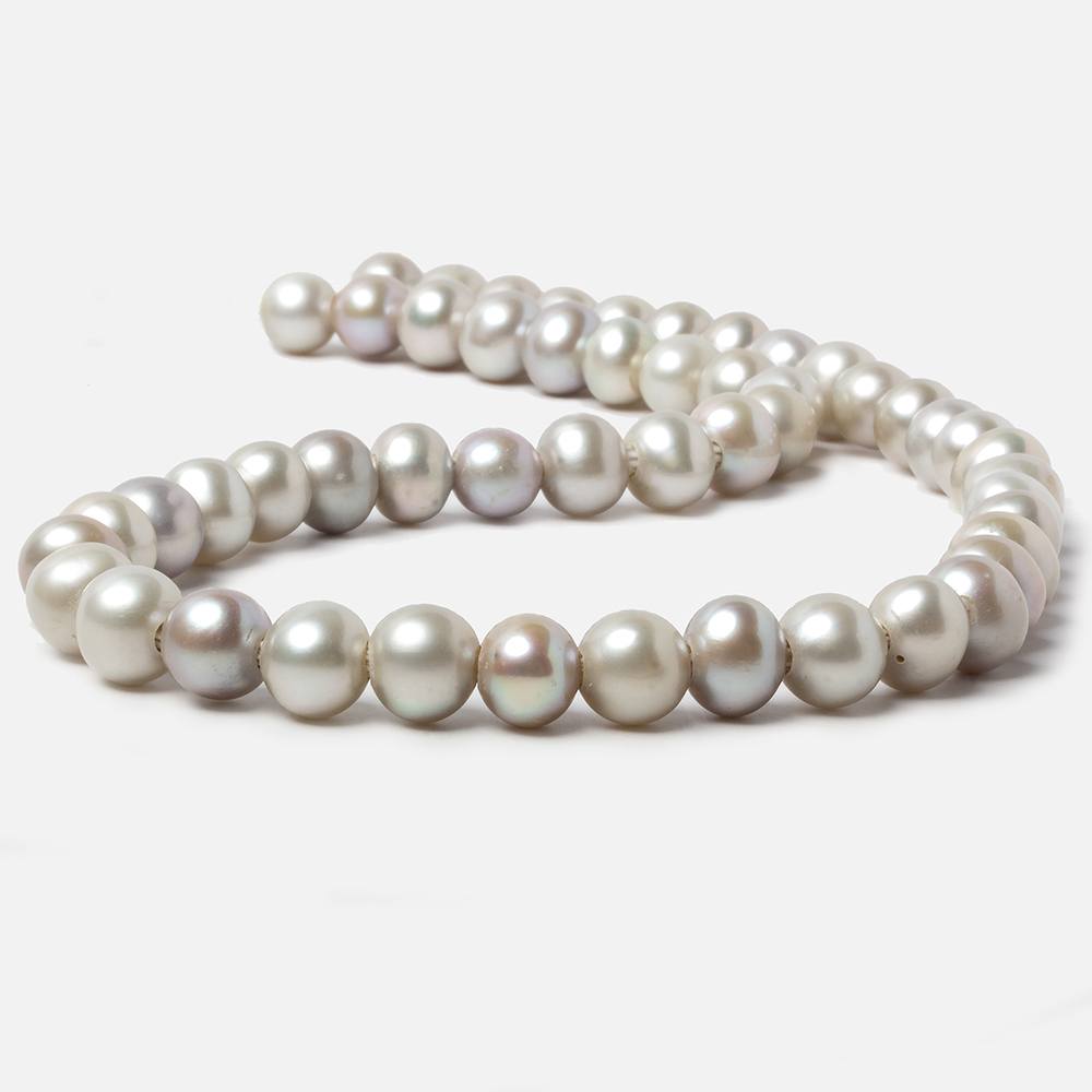 8-8.5mm Silver Off Round Large Hole Freshwater Pearl 16 inch 51 pieces - Beadsofcambay.com