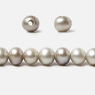 8-8.5mm Silver Off Round Large Hole Freshwater Pearl 16 inch 51 pieces - Beadsofcambay.com
