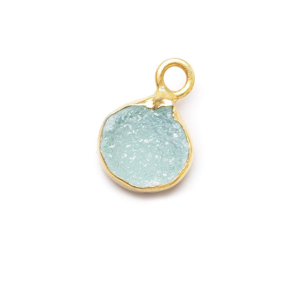8-8.5mm Vermeil Bezel Seafoam Green Drusy Heart Pendant 1 piece - Beadsofcambay.com