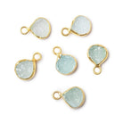 8-8.5mm Vermeil Bezel Seafoam Green Drusy Heart Pendant 1 piece - Beadsofcambay.com