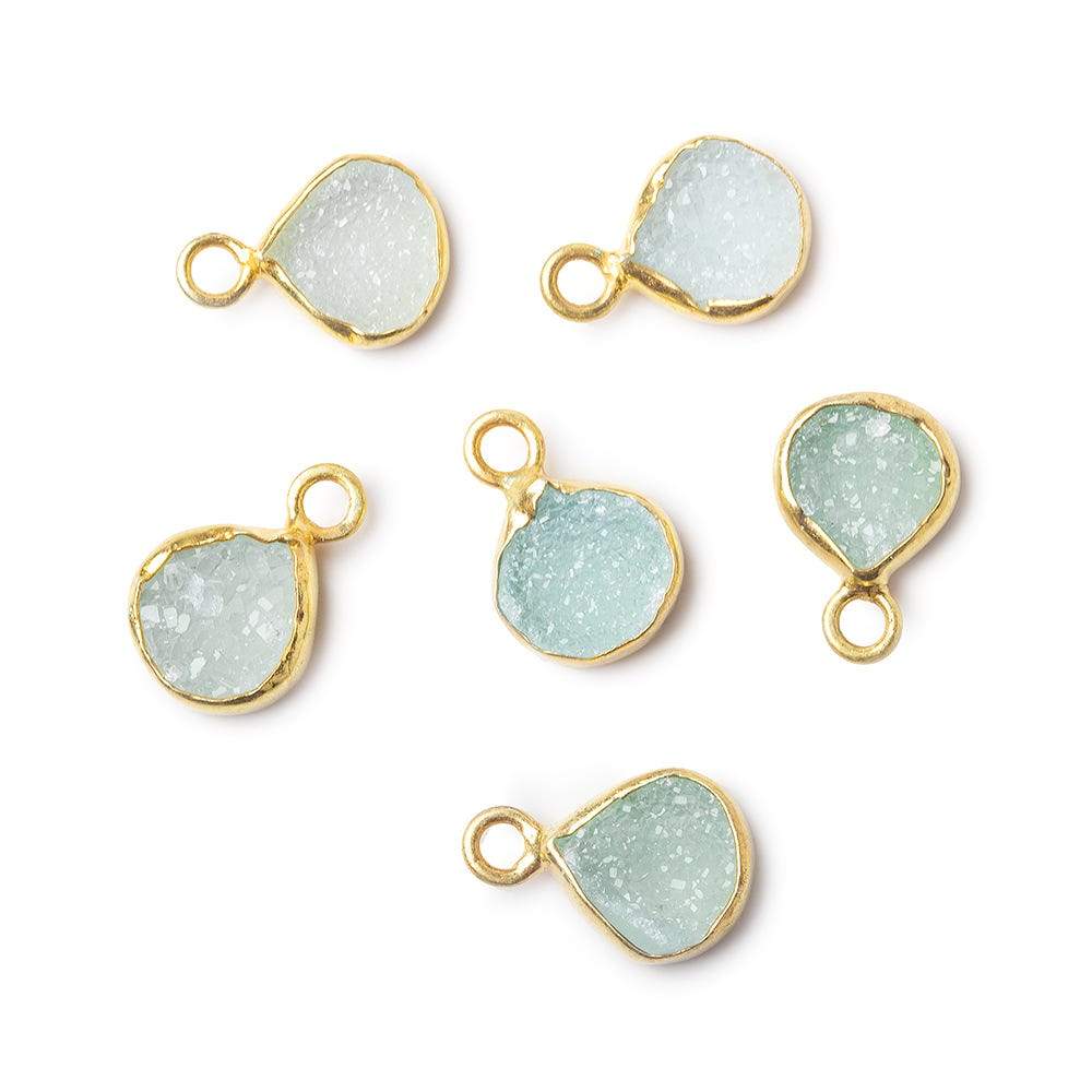 8-8.5mm Vermeil Bezel Seafoam Green Drusy Heart Pendant 1 piece - Beadsofcambay.com