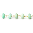 8-9.5mm Amazonite faceted rondelle Gold plated Chain by the foot - Beadsofcambay.com