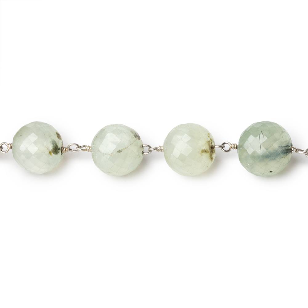 8-9.5mm Prehnite Faceted Rounds on .925 Silver Chain - Beadsofcambay.com