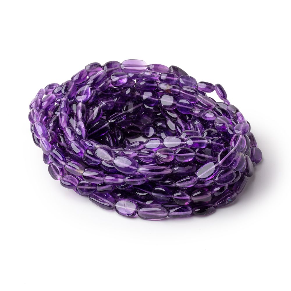 8-9mm Amethyst Plain Oval Beads 16 inch 40 pieces - Beadsofcambay.com