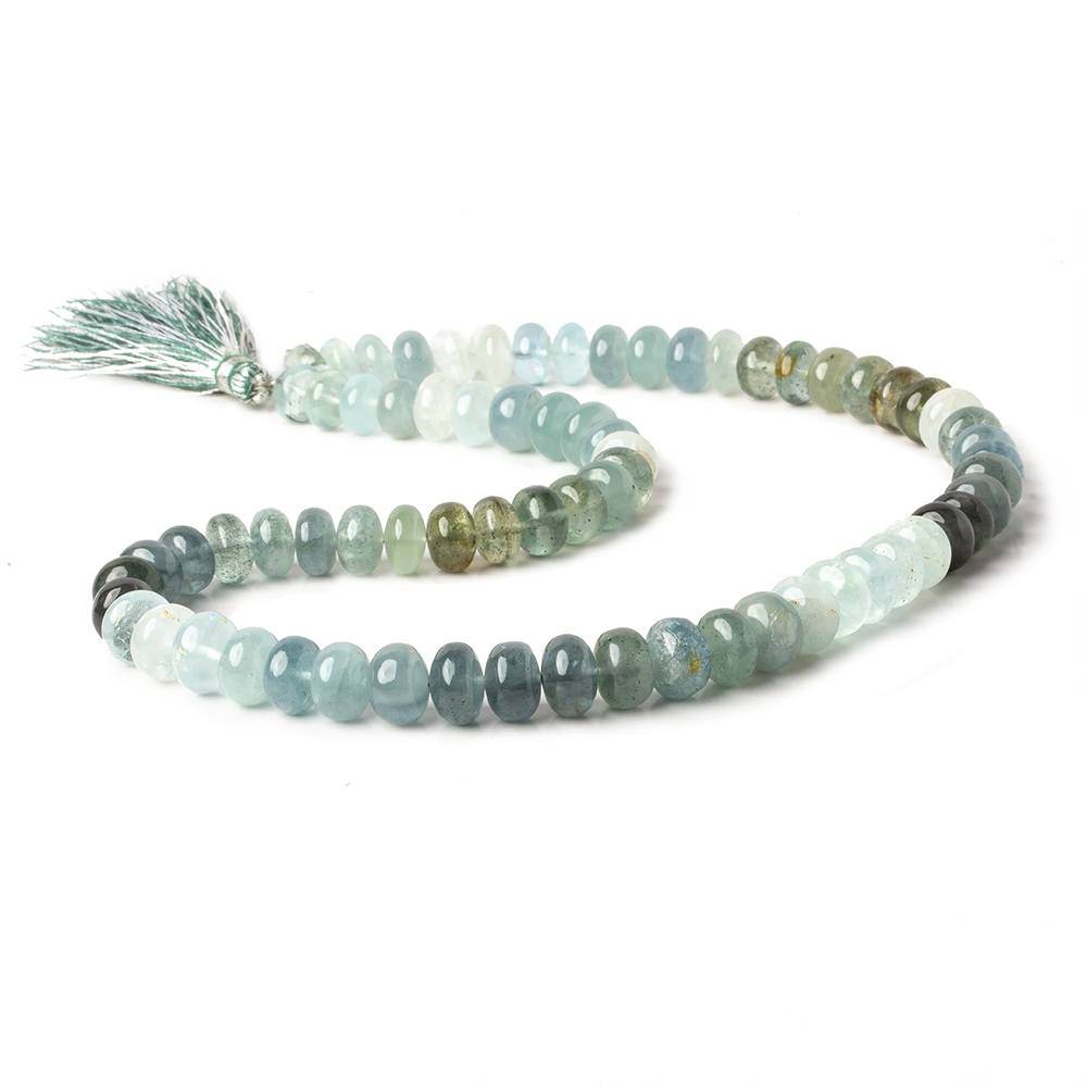 8-9mm Aquamarine plain rondelle Beads AA Grade 16 inch 70 pieces - Beadsofcambay.com