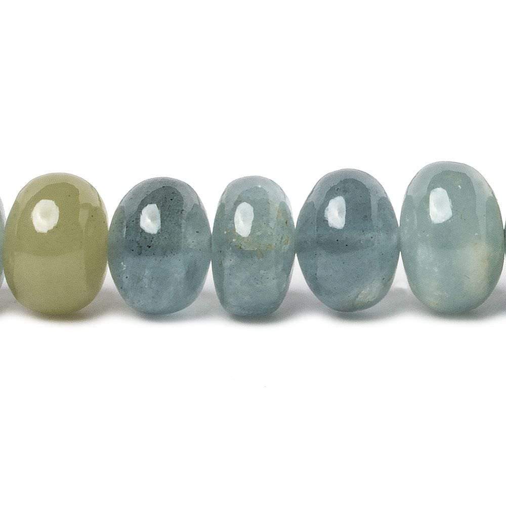 8-9mm Aquamarine plain rondelle Beads AA Grade 16 inch 70 pieces - Beadsofcambay.com