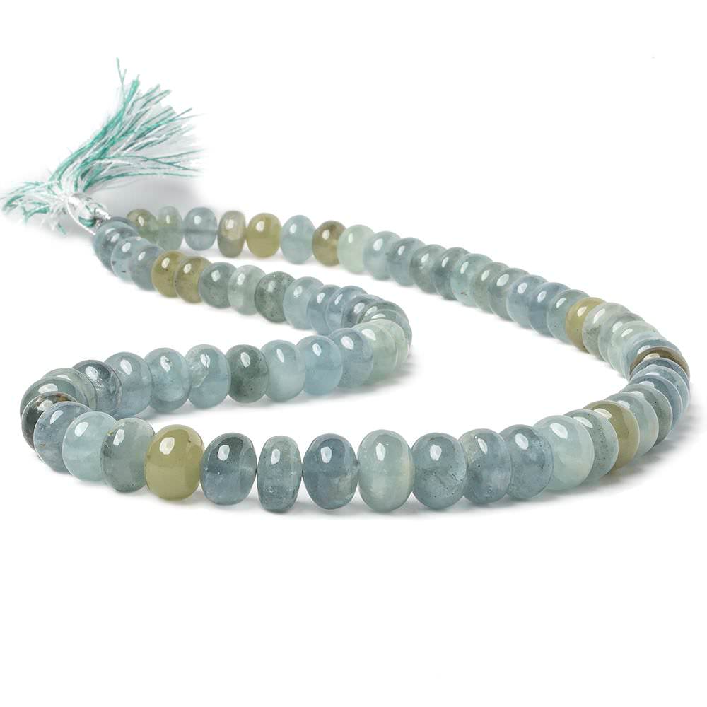 8-9mm Aquamarine plain rondelle Beads AA Grade 16 inch 70 pieces - Beadsofcambay.com