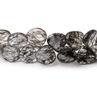 8-9mm Black Tourmalinated Quartz Plain Heart Beads 8 inch 50 pieces - Beadsofcambay.com