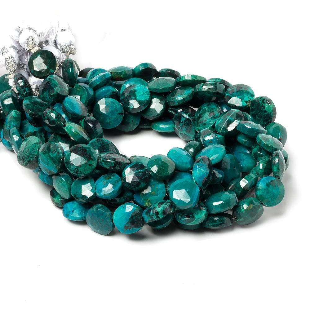 8-9mm Chrysocolla faceted coin beads 8 inch 23 pieces - Beadsofcambay.com