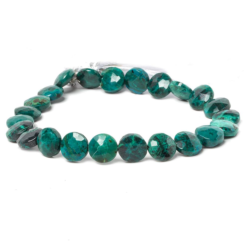 8-9mm Chrysocolla faceted coin beads 8 inch 23 pieces - Beadsofcambay.com