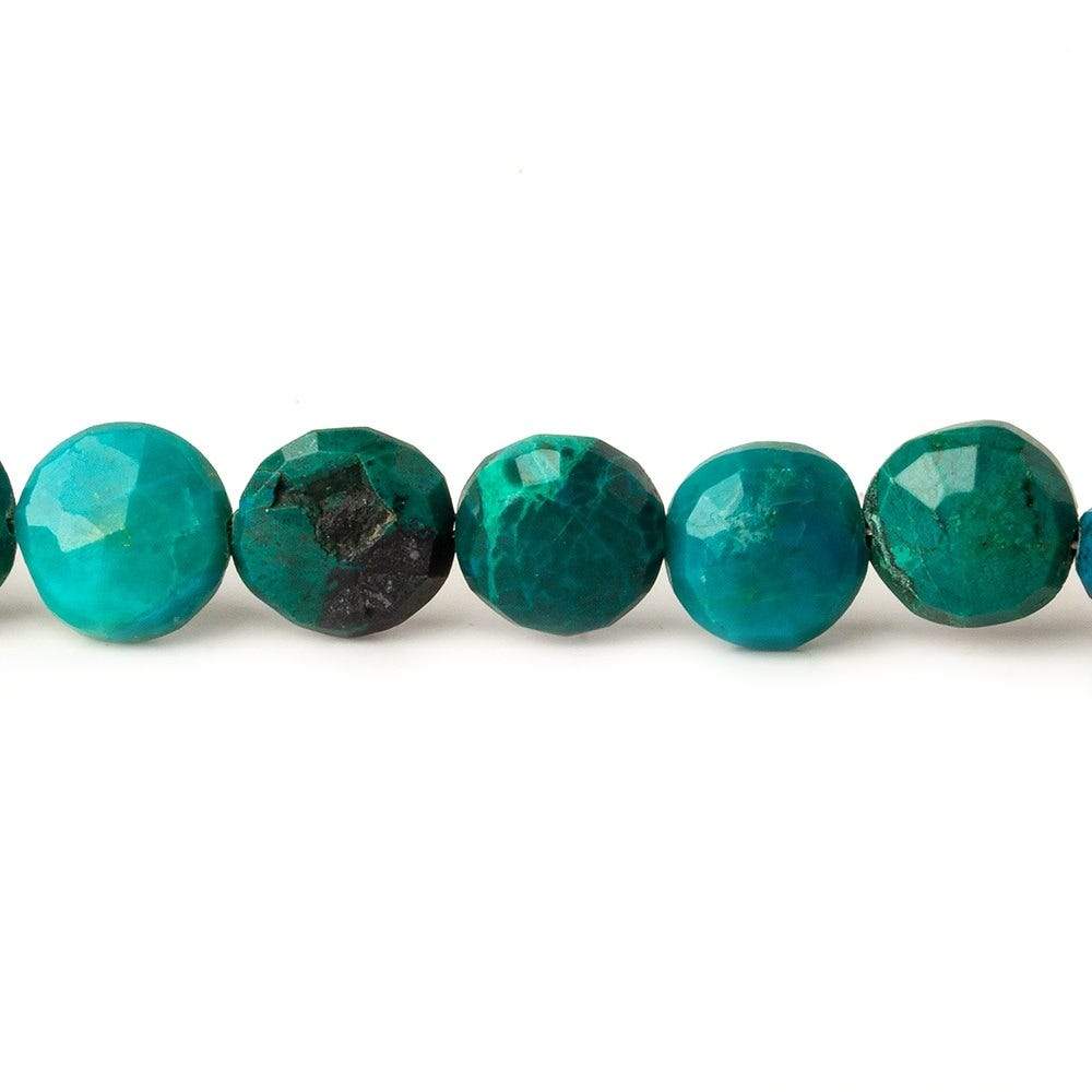 8-9mm Chrysocolla faceted coin beads 8 inch 23 pieces - Beadsofcambay.com
