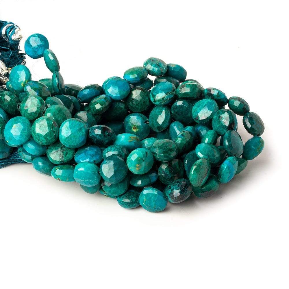 8-9mm Chrysocolla faceted coin beads 8 inch 23 pieces - Beadsofcambay.com