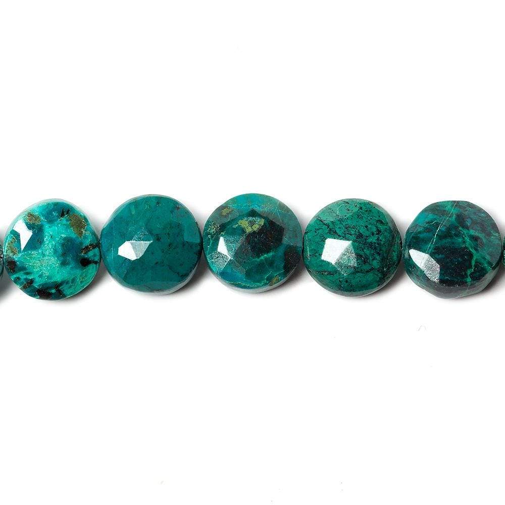 8-9mm Chrysocolla faceted coin beads 8 inch 23 pieces - Beadsofcambay.com