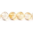 8-9mm Citrine Concave Faceted Round Beads 16 inch 52 pieces AAA Grade - Beadsofcambay.com