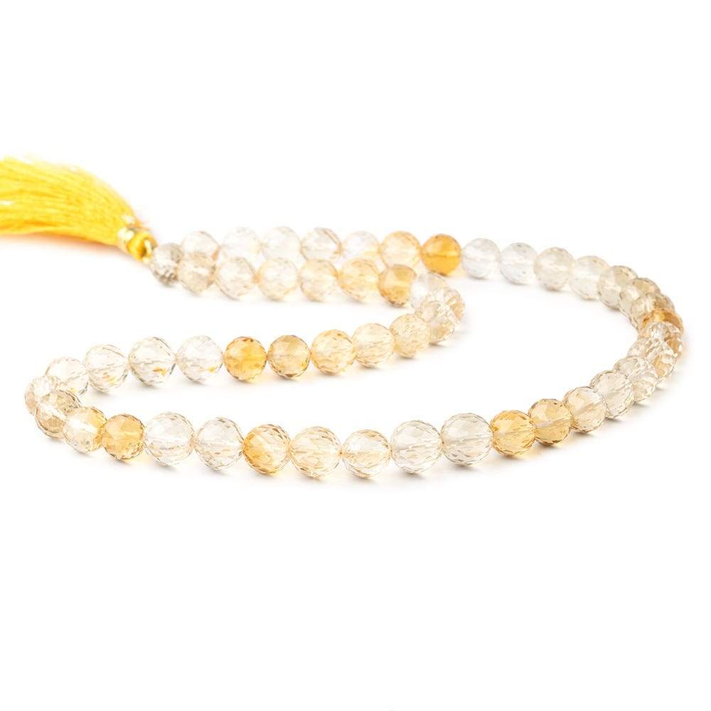 8-9mm Citrine Concave Faceted Round Beads 16 inch 52 pieces AAA Grade - Beadsofcambay.com