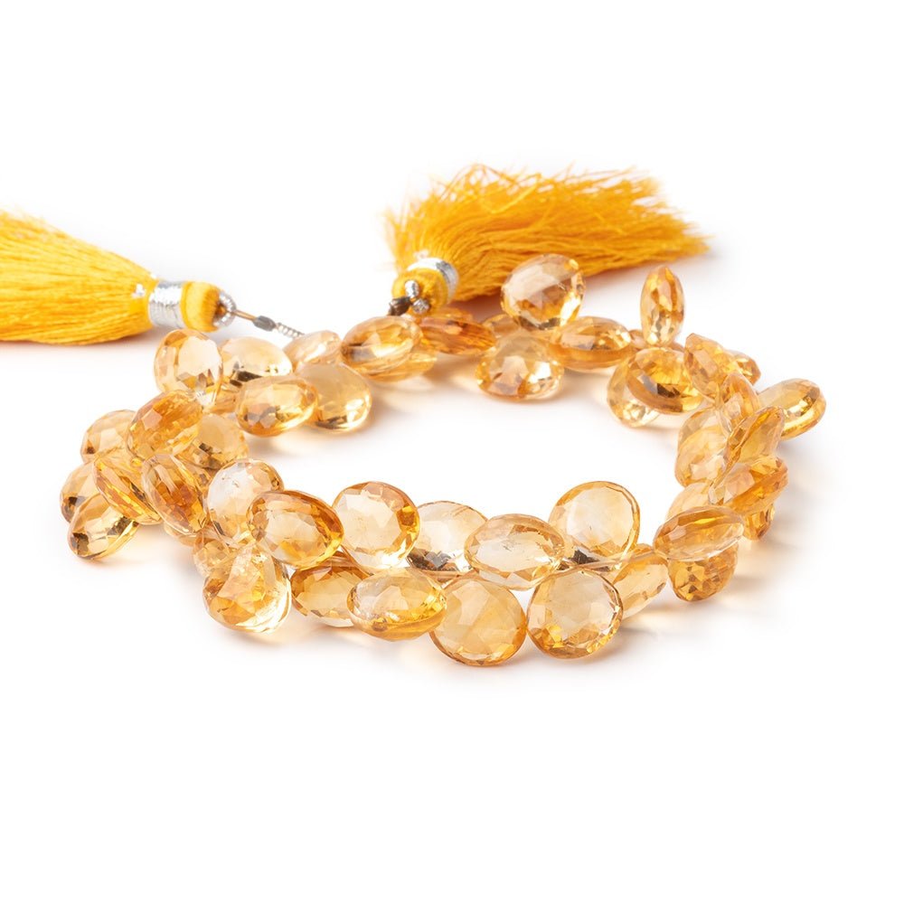 8-9mm Citrine Faceted Heart Beads 8 inch 53 pieces - Beadsofcambay.com