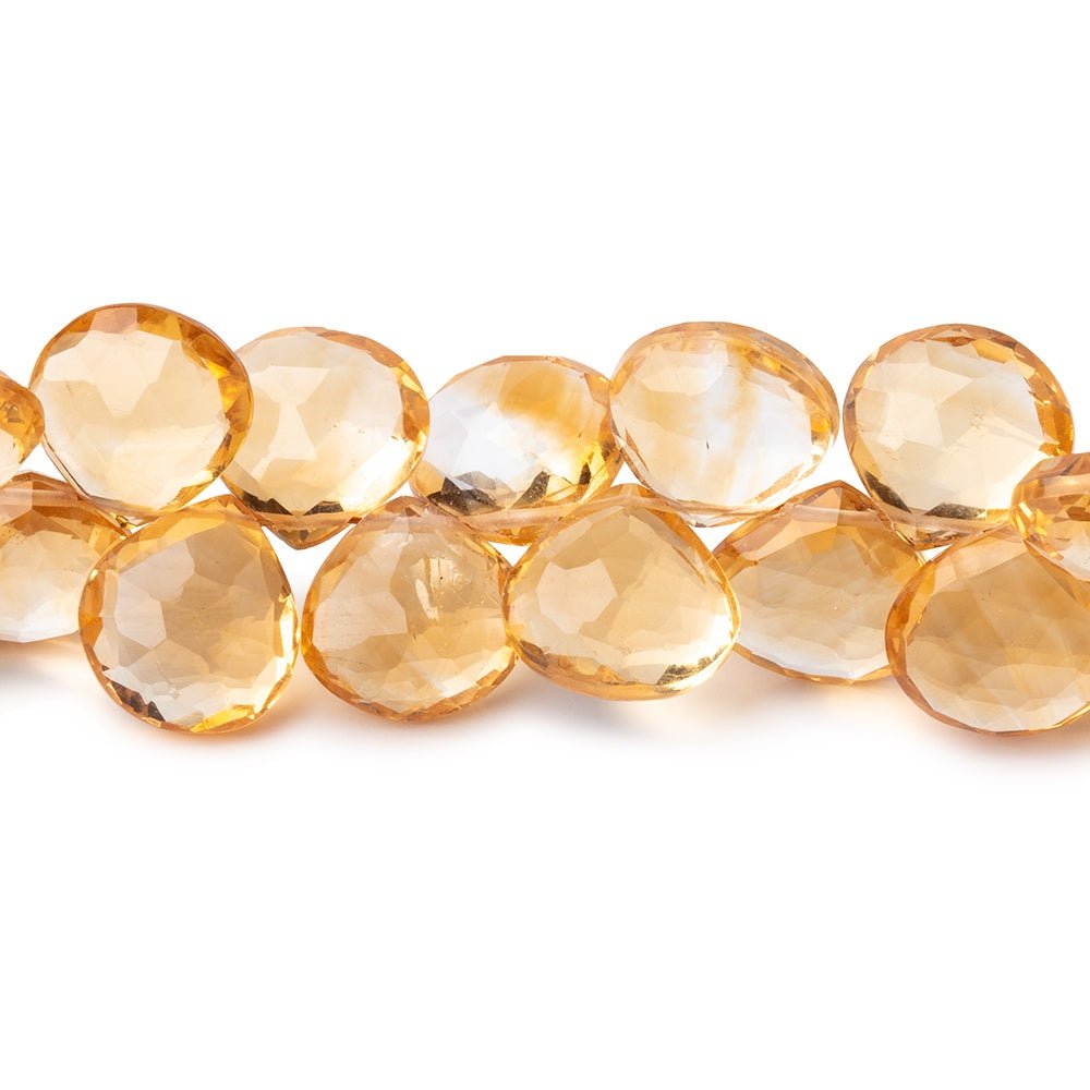 8-9mm Citrine Faceted Heart Beads 8 inch 53 pieces - Beadsofcambay.com