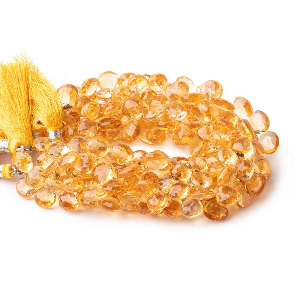 8-9mm Citrine Faceted Heart Beads 8 inch 53 pieces - Beadsofcambay.com