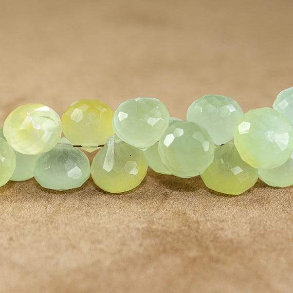 8-9mm Citrus Yellow Green Chalcedony Candy Kiss Beads 8.25 inch 57 pieces - Beadsofcambay.com