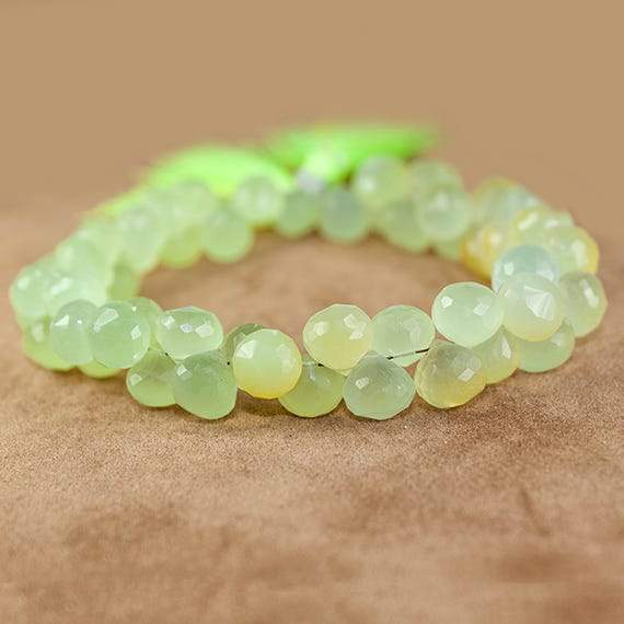 8-9mm Citrus Yellow Green Chalcedony Candy Kiss Beads 8.25 inch 57 pieces - Beadsofcambay.com