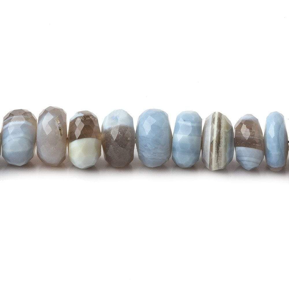 8-9mm Denim Blue Owyhee Opal faceted rondelle beads 8 inch 38 pieces - Beadsofcambay.com