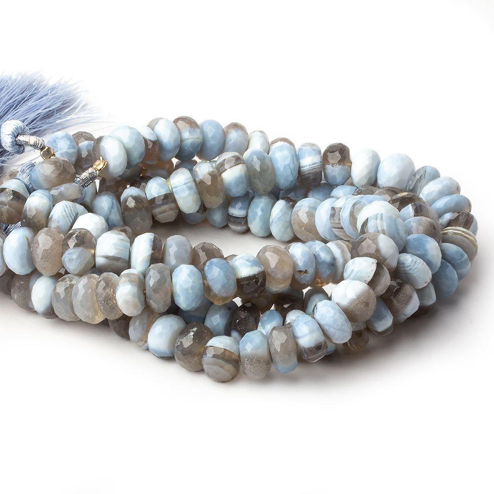 8-9mm Denim Blue Owyhee Opal faceted rondelle beads 8 inch 38 pieces - Beadsofcambay.com