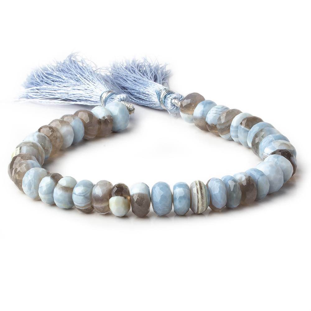 8-9mm Denim Blue Owyhee Opal faceted rondelle beads 8 inch 38 pieces - Beadsofcambay.com