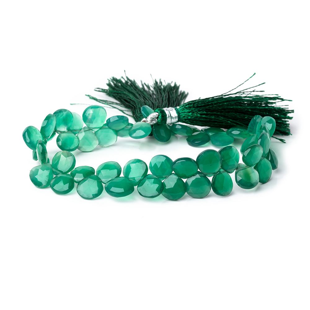 8-9mm Green Onyx Faceted Heart Beads 8 inch 50 pieces - Beadsofcambay.com